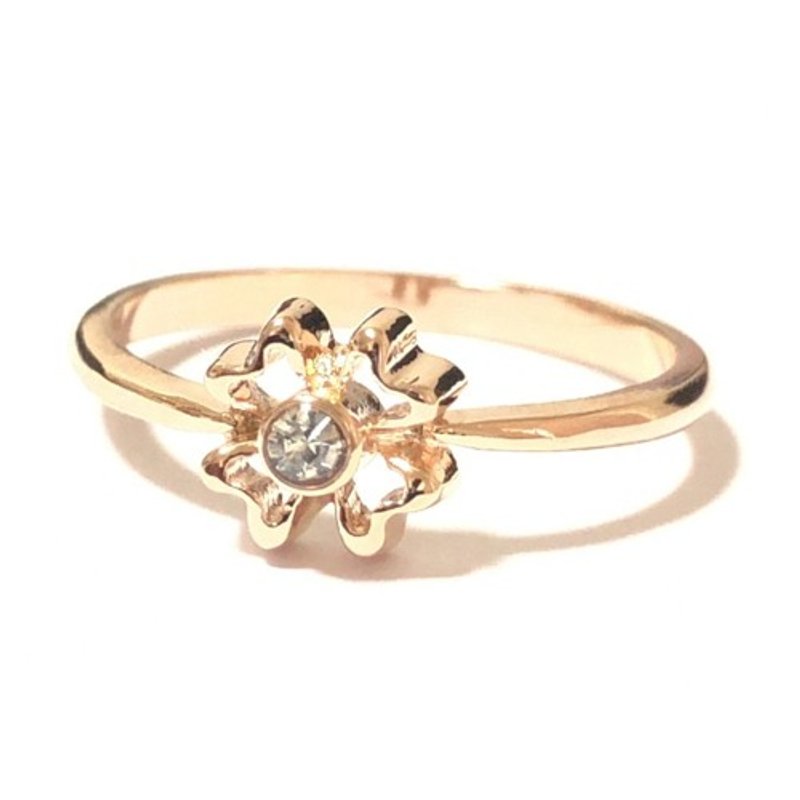 Flower Crystal Ring (ピンキーリングも可) - 戒指 - 其他金屬 金色