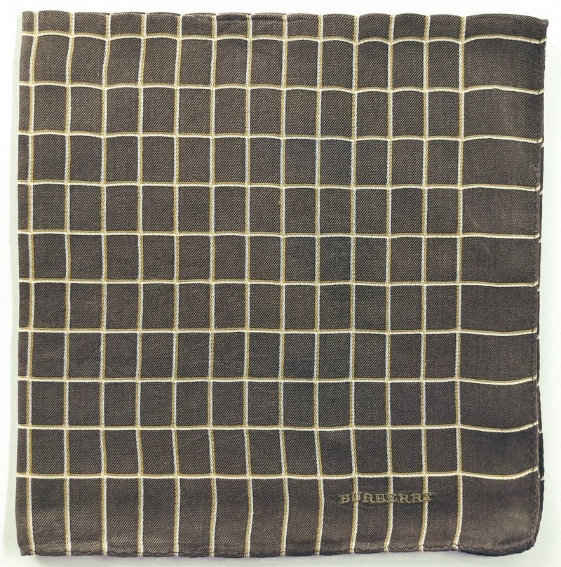Burberry Vintage Handkerchief Pocket Square Brown 18 x 18 inches - 手帕 - 棉．麻 咖啡色
