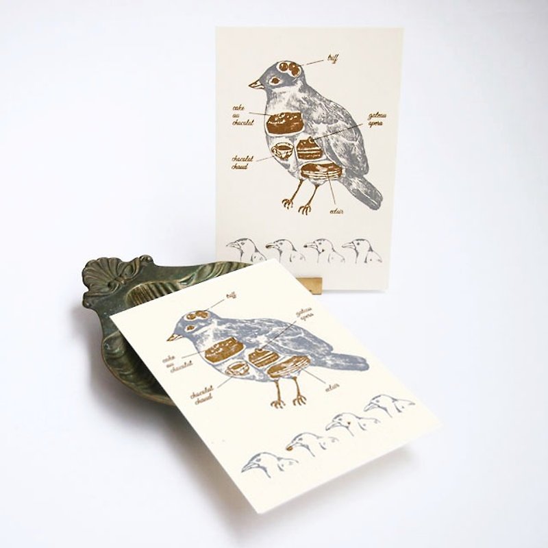 ポストカード　chocolat鳥 - 心意卡/卡片 - 紙 