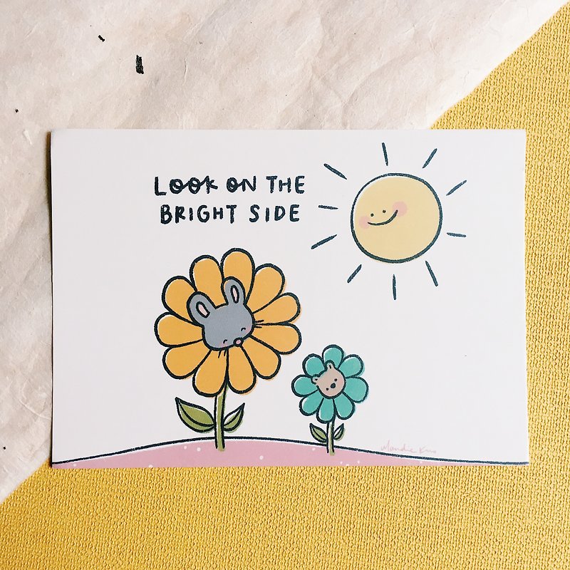 Bright Side - Squeaky Postcard - การ์ด/โปสการ์ด - กระดาษ สีส้ม