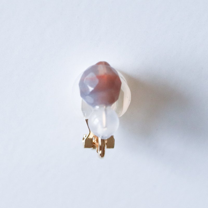 Grape Maru Pierce Gray - Earrings & Clip-ons - Stone Gray