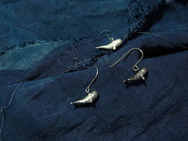 【925銀飾 LOU】海洋系列 - 鯨魚(單售) - 耳環/耳夾 - 銀 銀色