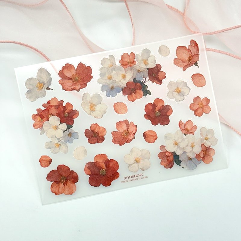 Brick Flower - seal sticker PET (anns note) vintage collage - 貼紙 - 紙 紅色