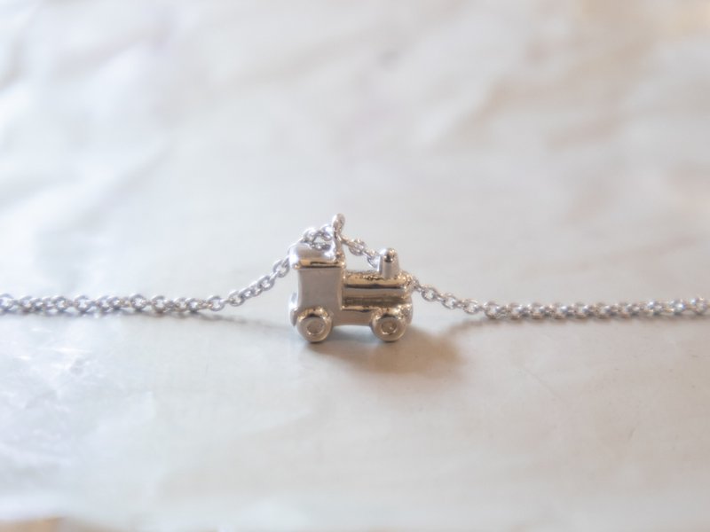 925 SILVER玩具火車charm迷你小淡水珍珠3mm-精緻手鏈- 銀 - 手鍊/手環 - 珍珠 銀色