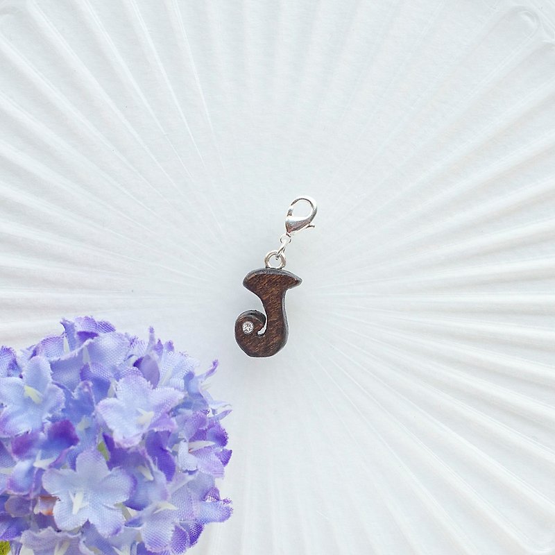 Letter wooden charm - J - Charms - Wood Brown