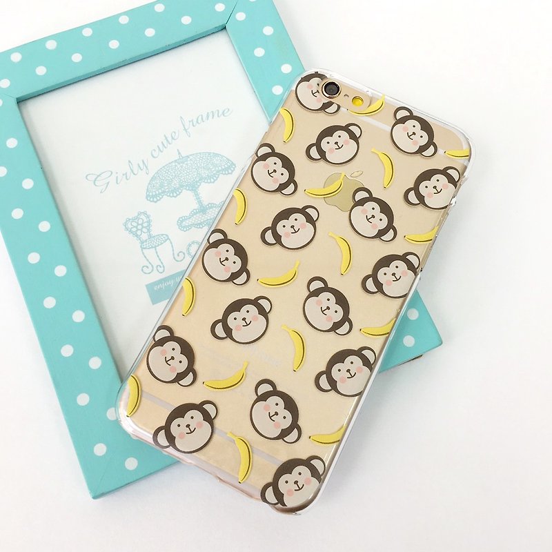 Monkey and Banana pattern (Transparent) phone case For iPhone and Samsung - Phone Cases - Plastic 