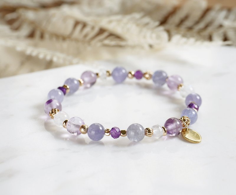 Moonstone Stone violet amethyst bracelet - soothing calm - Bracelets - Crystal Purple