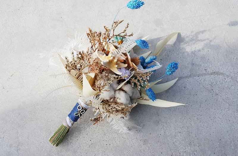 Jewelry Bouquet [Dry Flower Series] Cotton Style / Summer Memories - ตกแต่งต้นไม้ - พืช/ดอกไม้ สีน้ำเงิน