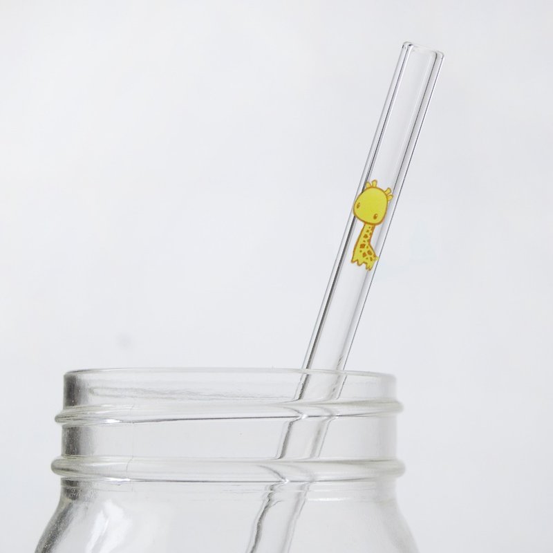[20cm] 기린 giraffe glass pipette (diameter 0.8cm) Love the Earth environmental reuse (comes easily washed clean brush bar) - Reusable Straws - Glass Yellow