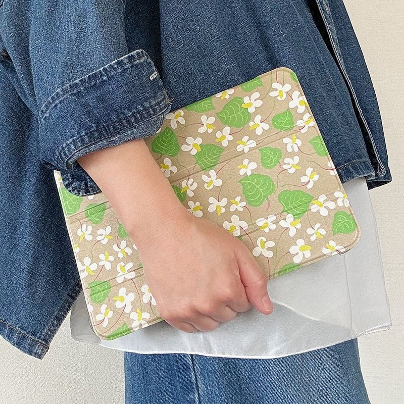 Notebook iPad case with pen compartment - Fish mint - Soft case type - เคสแท็บเล็ต - หนังเทียม สีกากี