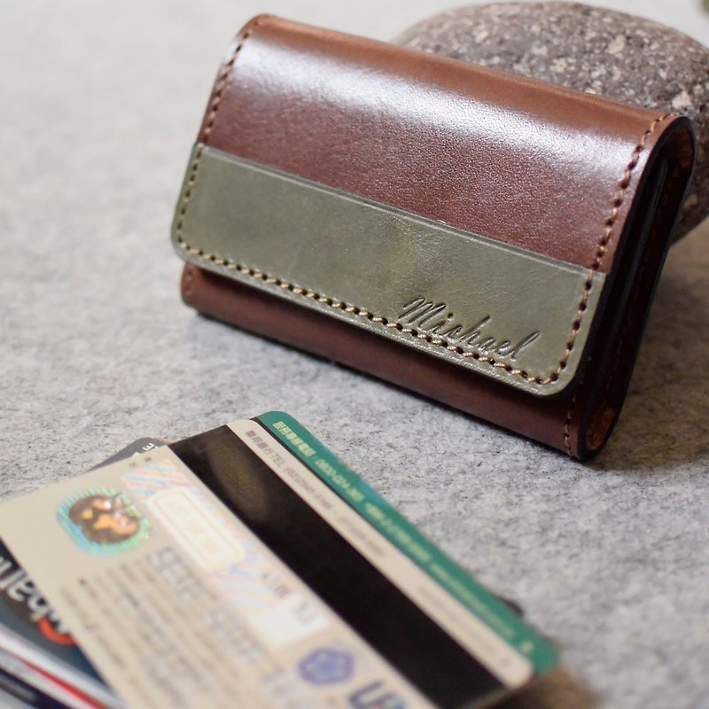 YOURS horizontal long standard leather credit card pocket/business card pocket with hidden magnetic buckle - ที่เก็บนามบัตร - หนังแท้ 
