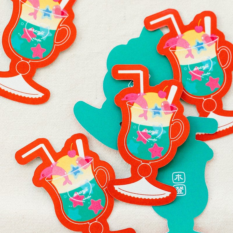 Dolphin Soda | Waterproof Sticker - สติกเกอร์ - กระดาษ สีส้ม