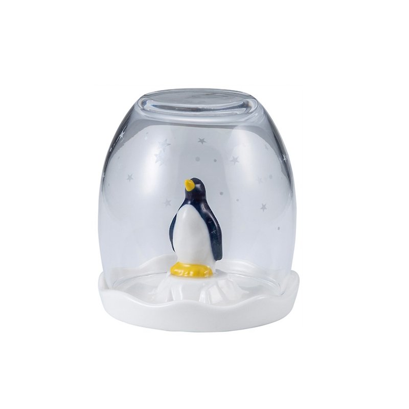 日本のサンアートスノーボールグラス-ペンギン（ふた付き）