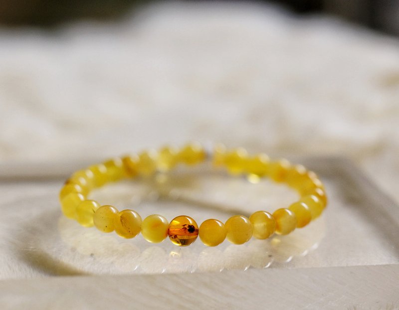 俄料白花蜜臘 6mm 手鍊 ( Natural Baitic Amber 6mm Bracelet ) - 手鍊/手環 - 寶石 