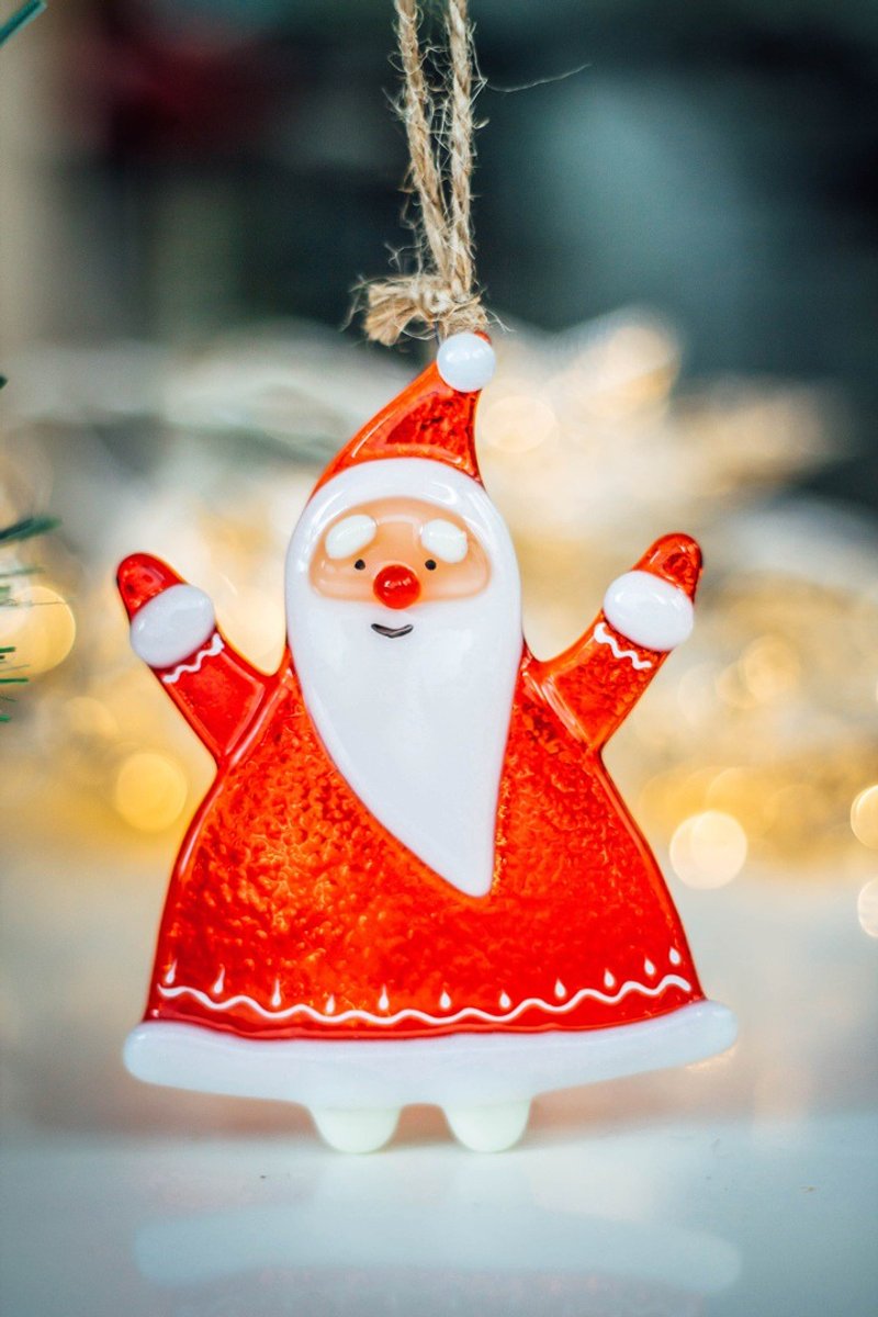 Santa Claus suncatcher - window glass Santa Claus suncatcher  - art glass - ของวางตกแต่ง - แก้ว สีแดง