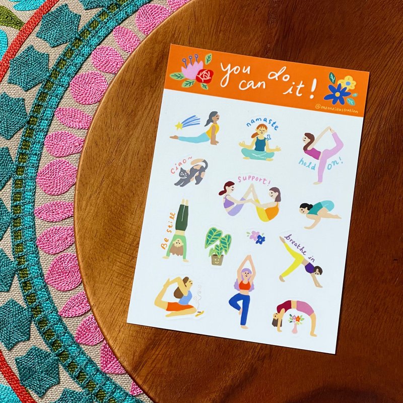 【You can do it!】Original hand-painted stickers - สติกเกอร์ - กระดาษ หลากหลายสี