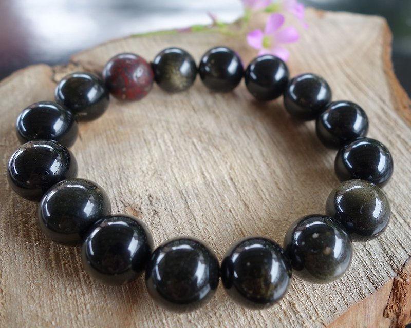 Natural Stone red Yinding 16 sub 14mm hand bead bracelet natural energy Stone special magnetic field - Bracelets - Jade Black