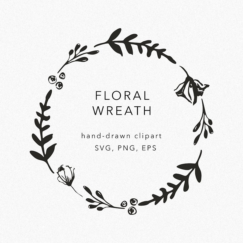 葉と花、svg形式、電子ファイルと花の花輪