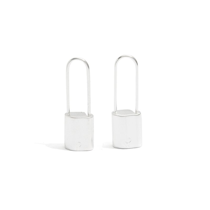Recovery lock earrings (silver) - Necklaces - Stainless Steel Silver