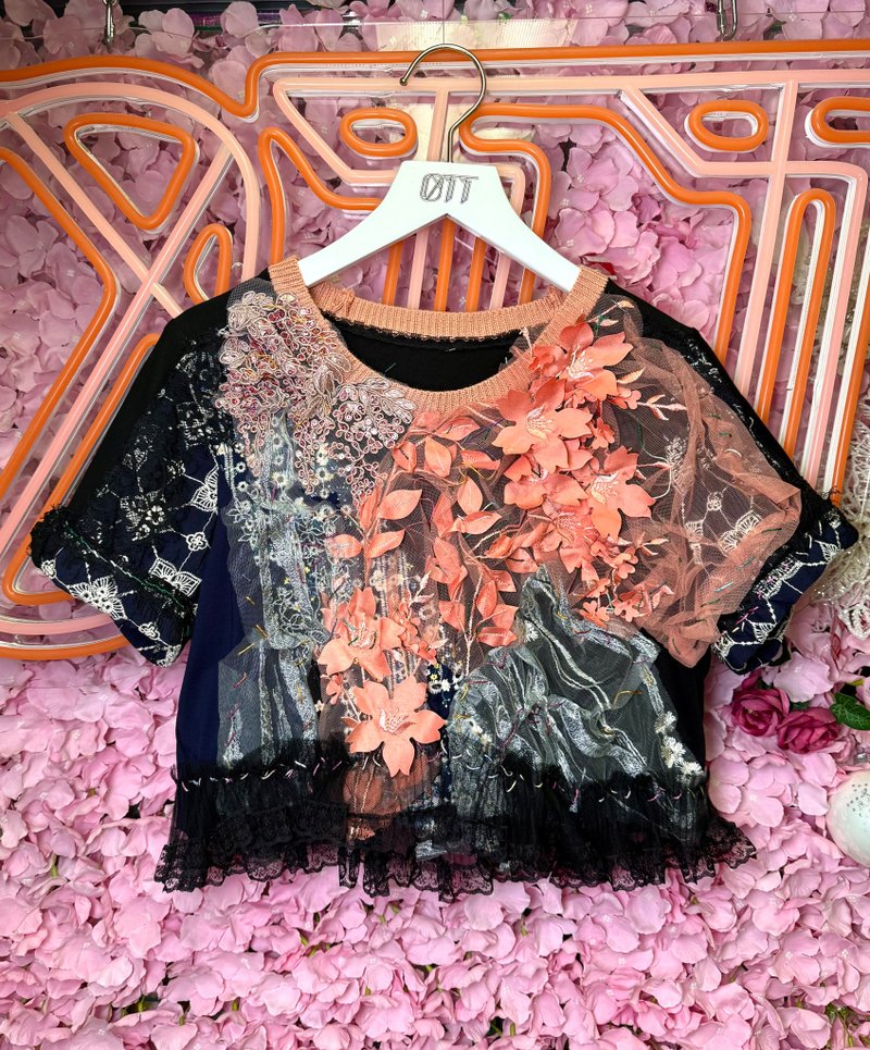 OTT獨一無二•Unique日系超重工立體層次感刺繡蕾絲繡花上衣 - 女上衣/長袖上衣 - 棉．麻 多色