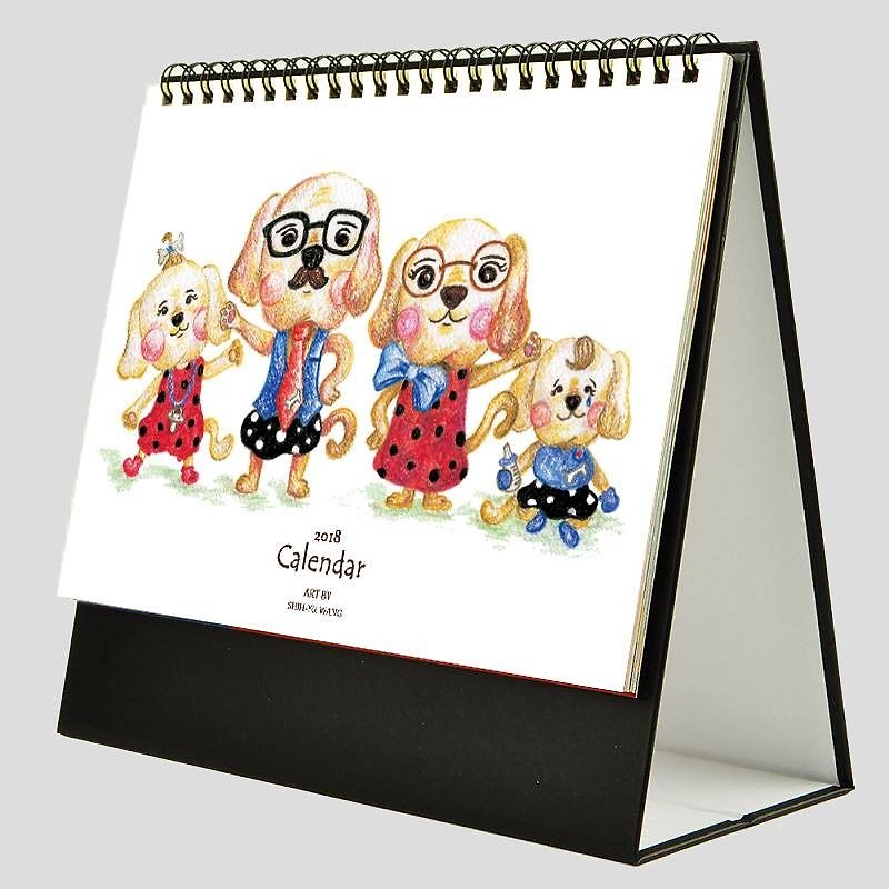 Pre-order / 2018 desk calendar / calendar / Christmas gift / exchange gift / New Year gift / PuChi / small family happiness daily (group 1 100) - Calendars - Paper White