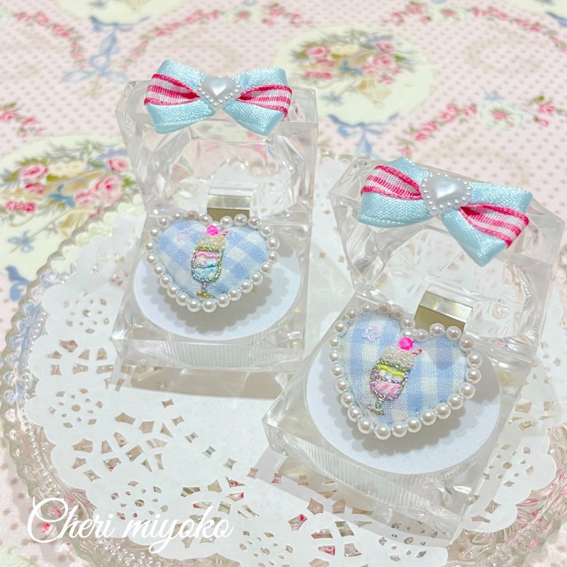 Colorful Soda Embroidery Ring - แหวนทั่วไป - งานปัก สีน้ำเงิน