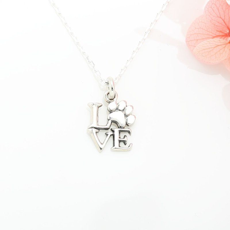 【Angel & Me】Love Cat Dog Paw s925 sterling silver necklace Christmas gift - Necklaces - Sterling Silver Silver