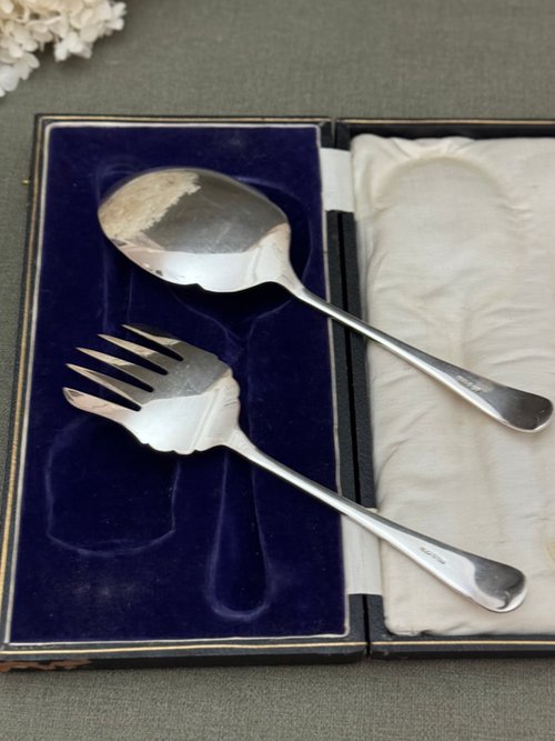 40599-美しいアンティークCWFシルバー食器セット、ボックス付き