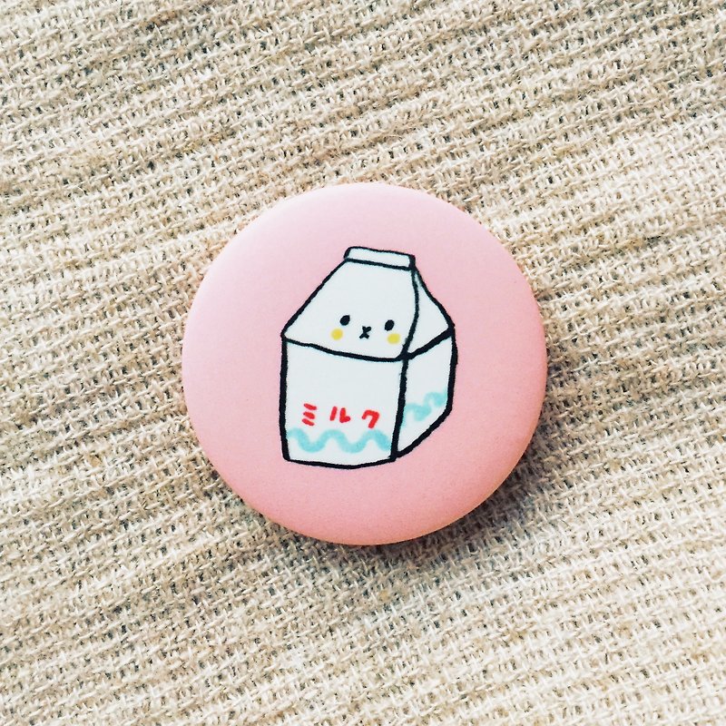 粉紅奶紙盒 霧面胸章 - 徽章/別針 - 塑膠 粉紅色