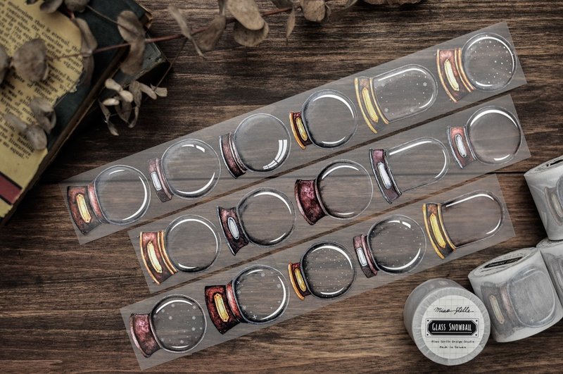 玻璃水晶球紙膠帶 (霧面PET) - 4.5cm - 紙膠帶/和紙/PET - 塑膠 多色