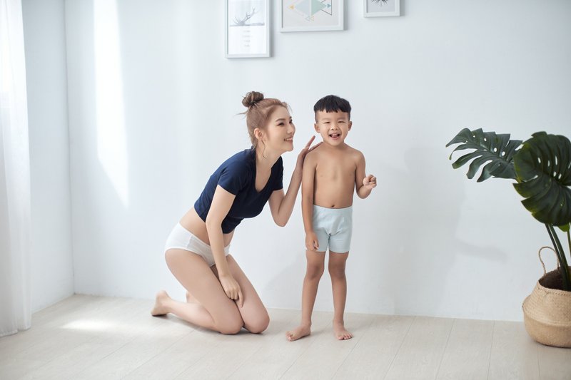 兒子的四角超彈性內褲淺藍色 - 男/女童長褲/短褲 - 棉．麻 藍色