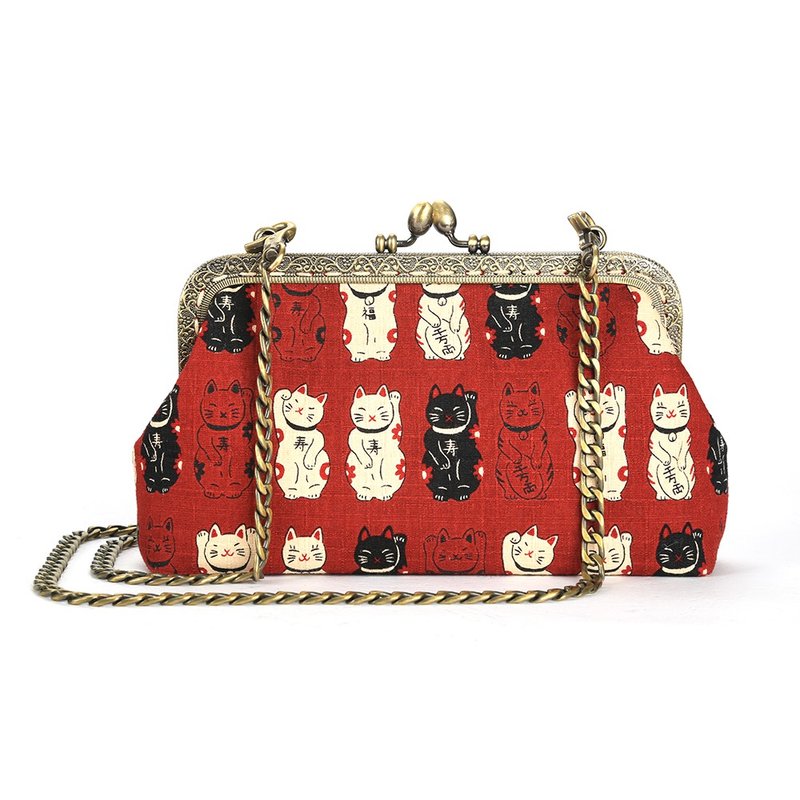 Lucky cat mouth gold bag gift exchange / Valentine's Day gift - Messenger Bags & Sling Bags - Cotton & Hemp 