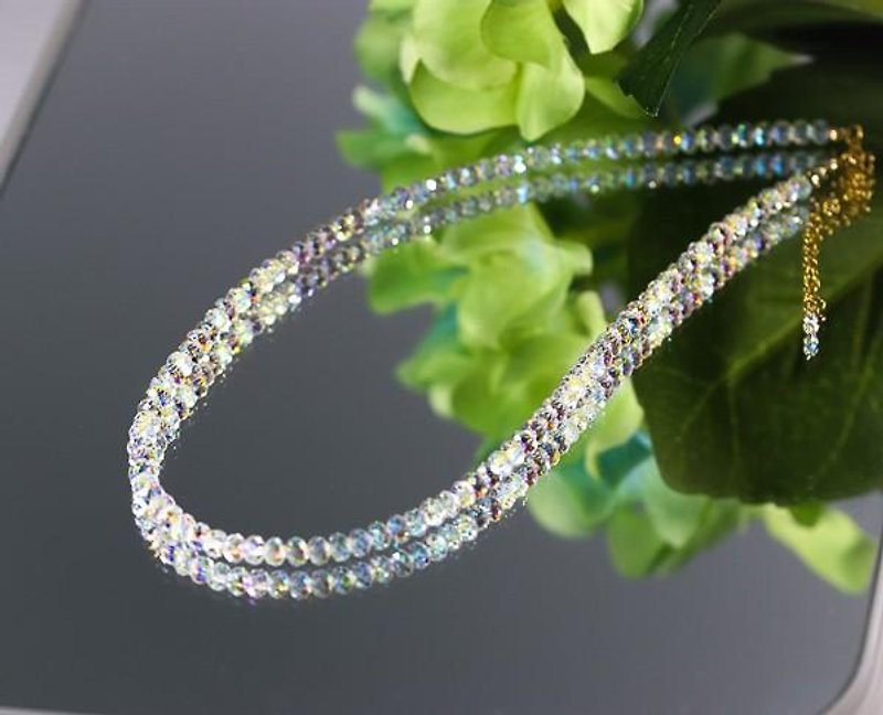 Swarovski crystal 2WAY choker style necklace and bracelet - สร้อยคอ - เครื่องเพชรพลอย 