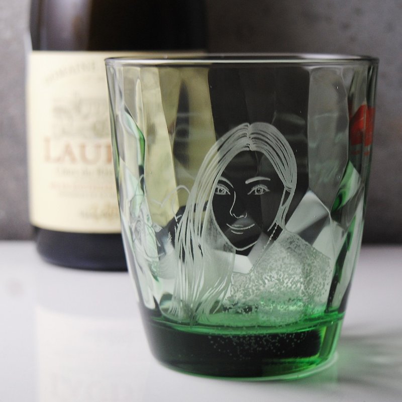 Valentine's Day Gift 390cc [Long Hair Beauty] (Real Version) Girlfriend Portrait French Fighting Dog Pet - Customized Portraits - Glass Green