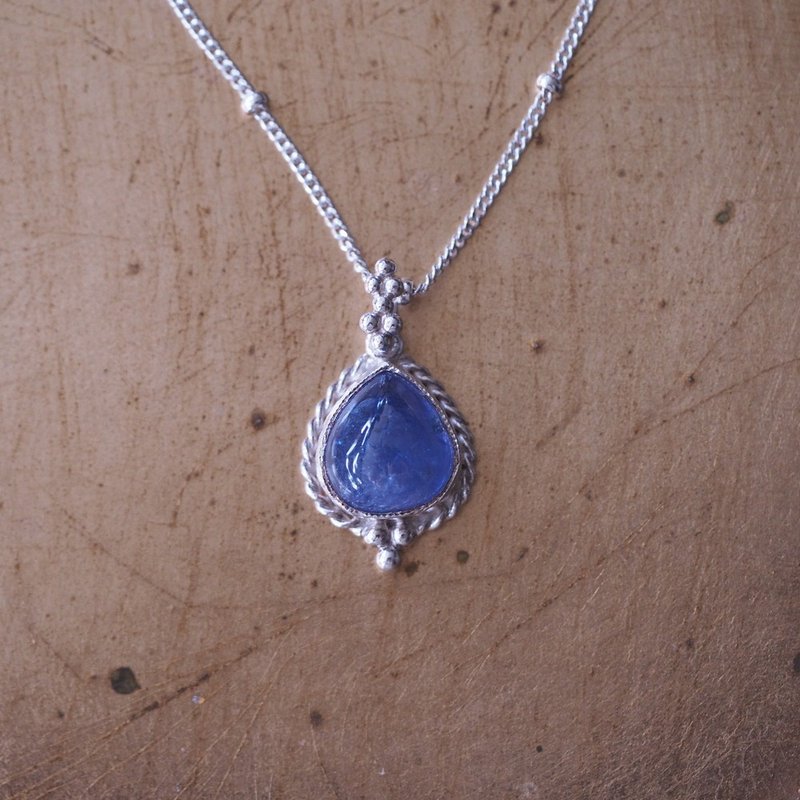 丹泉石 坦桑石 手工純銀項鍊 含銀鍊 Tanzanite 12月誕生石 - 項鍊 - 半寶石 藍色