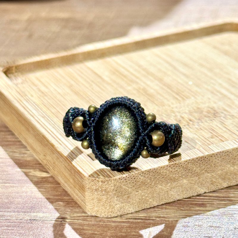 Crystoria Stone | Macrame | 南美蠟線 | 戒指 | 金耀石 - 戒指 - 寶石 黑色