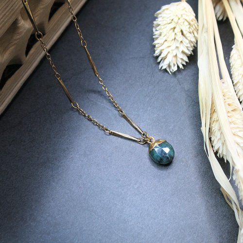 VIIART. Misty forest. Vintage natural emerald vintage silver plated 18K necklace limited sale