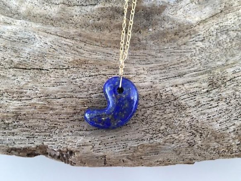Natural lapis lazuli ◇ 玉 ◇ K14GF Pendant - Necklaces - Gemstone 