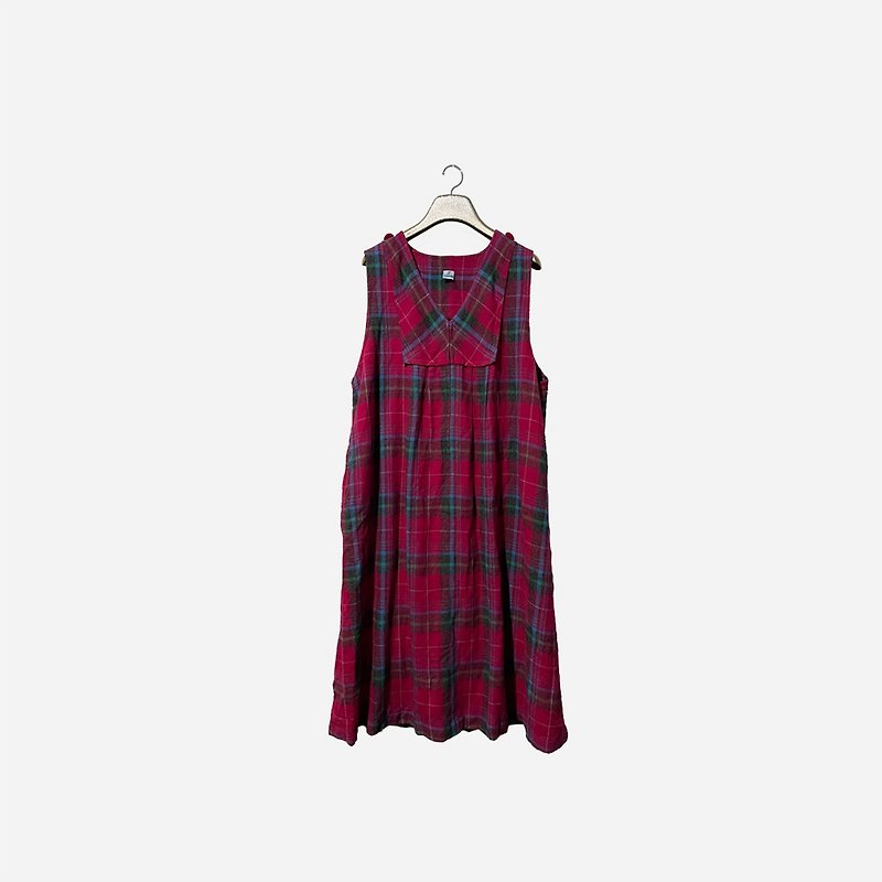 Dislocated vintage/ Peach plaid vest dress no.1497 vintage - One Piece Dresses - Other Materials Pink