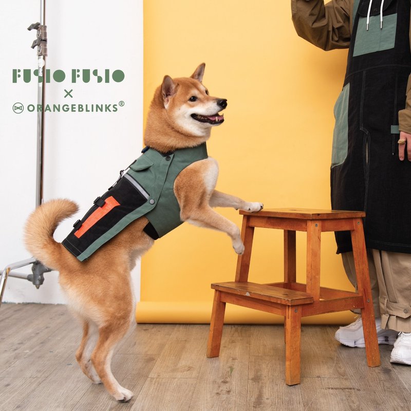 Pet Workwear Corset Army Green + Carbon Black XS/S/M (L/XL sold out) - ชุดสัตว์เลี้ยง - ผ้าฝ้าย/ผ้าลินิน 