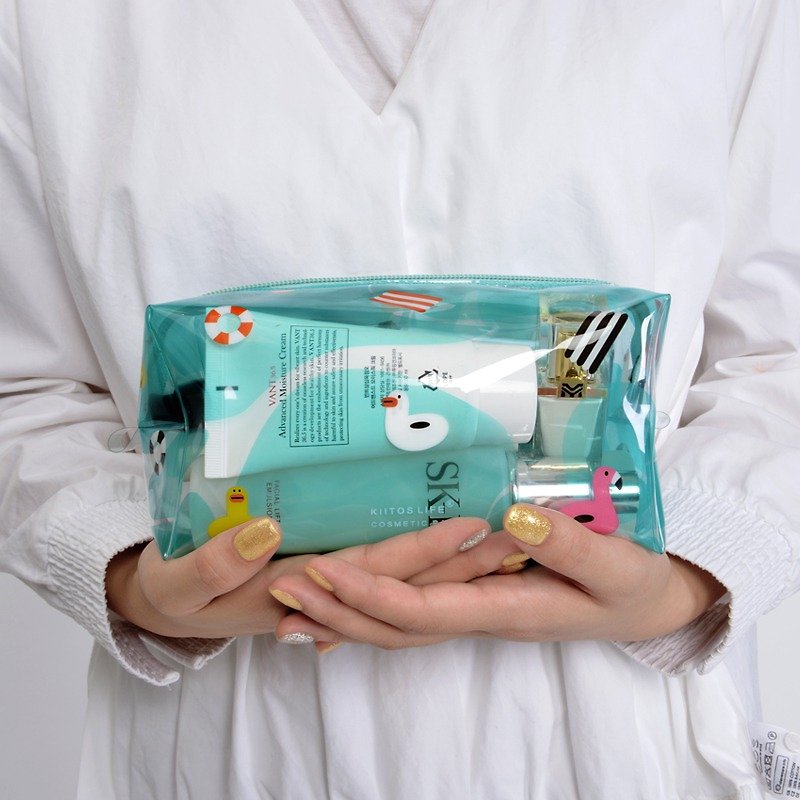 透明PVC化粧品袋/ゴミ袋のKIITOS海物語シリーズ - 愛ハンドル段落（夏季水泳機器収納） - クラッチバッグ - プラスチック ホワイト