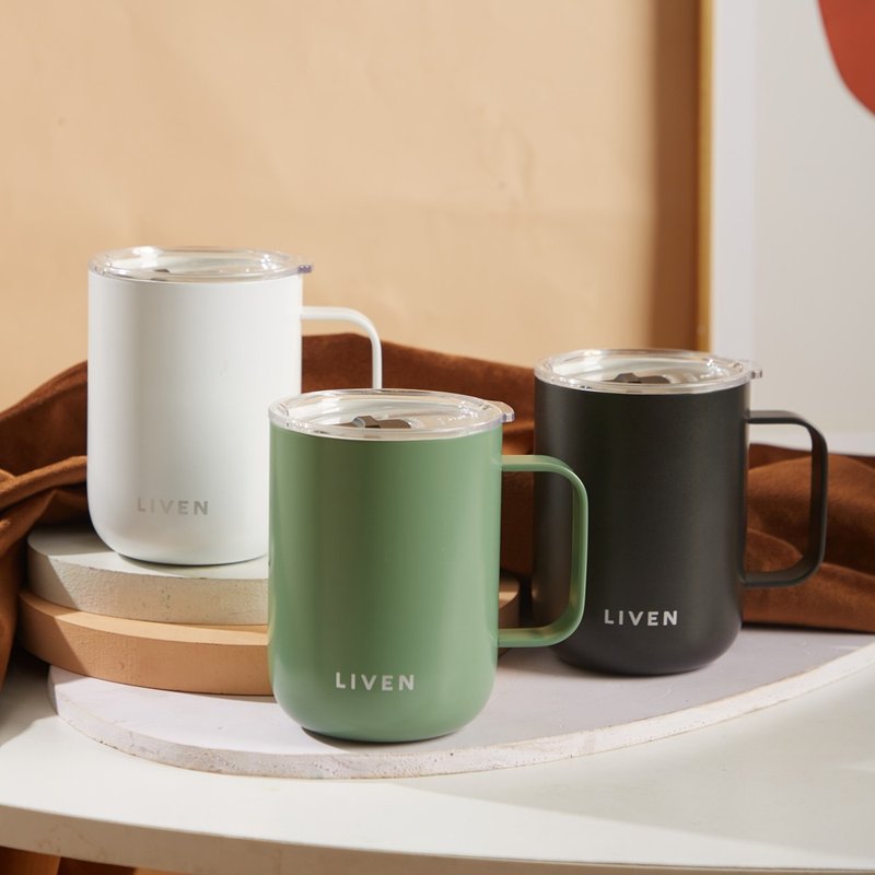 Qiantangxuan Living Porcelain | Yuedong Mug/Lid + Stainless Steel Straw/4 Colors 480ml - กระบอกน้ำร้อน - เครื่องลายคราม หลากหลายสี