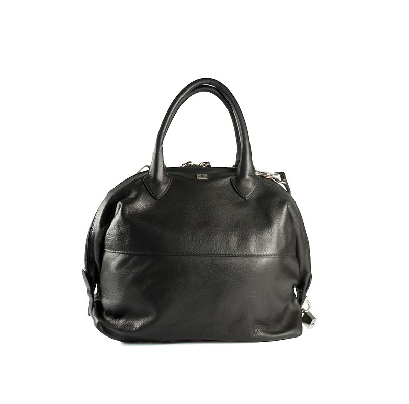 ITA BOTTEGA [Made in Italy] leather lock portable shoulder bag - Messenger Bags & Sling Bags - Genuine Leather Black