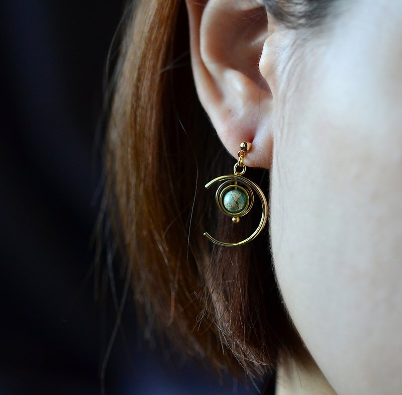 Lunar Eclipse Natural Stone Crystal Earrings / Ear Clips - Earrings & Clip-ons - Gemstone Multicolor