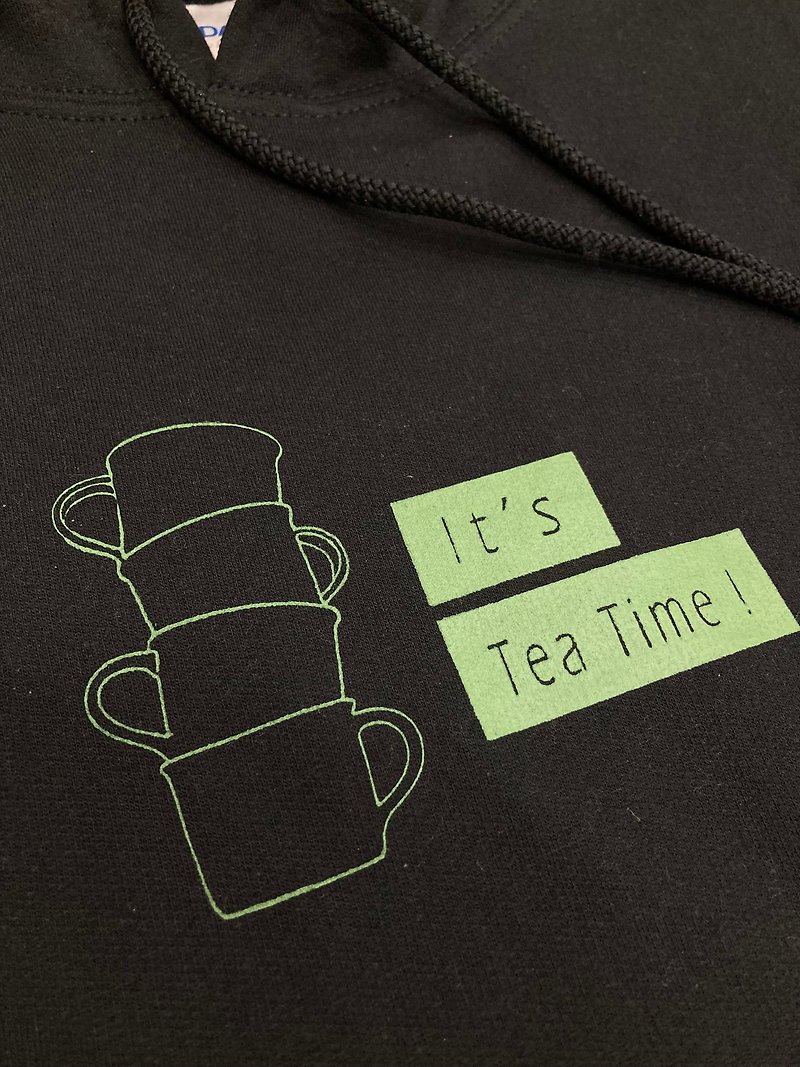 下午茶 Its Tea Time 帽T 黑色 中性休閒 客製 送禮 - 中性衛衣/T 恤 - 棉．麻 黑色