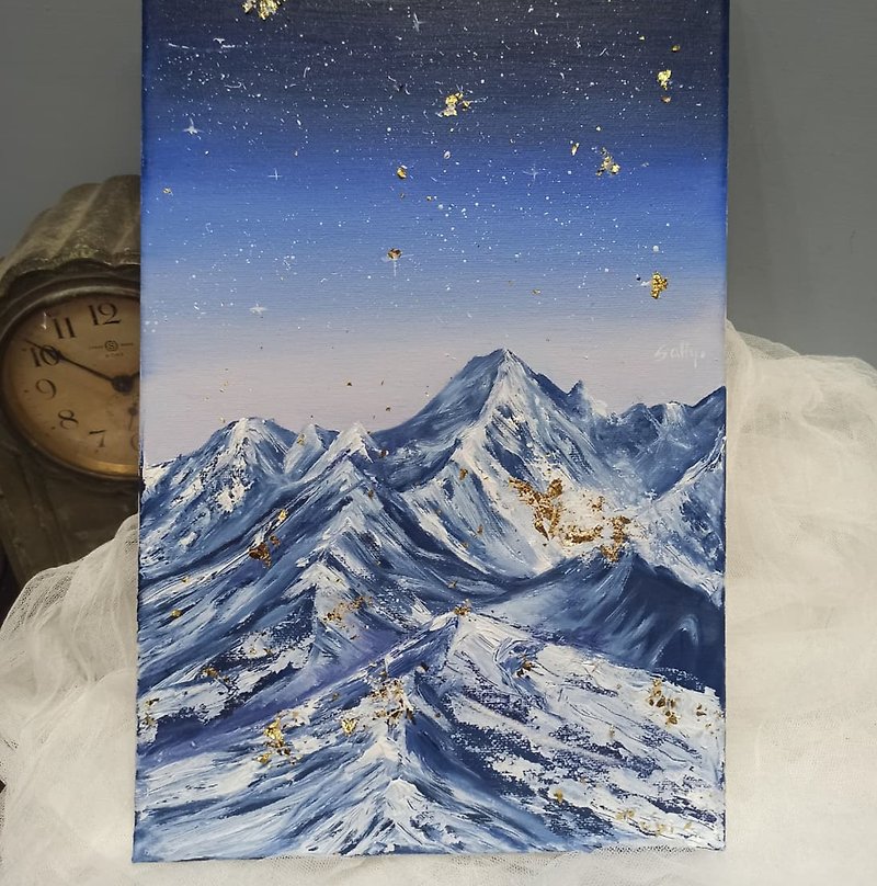 Experience Scraper Oil Painting Class - Gold Foil Mountain View Valentine's Day Mother's Day Gift Girlfriend Graduation - Illustration, Painting & Calligraphy - Cotton & Hemp 