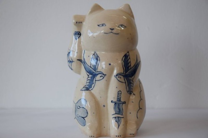 招き猫　アメリカントラディショナル - 置物 - 陶器 