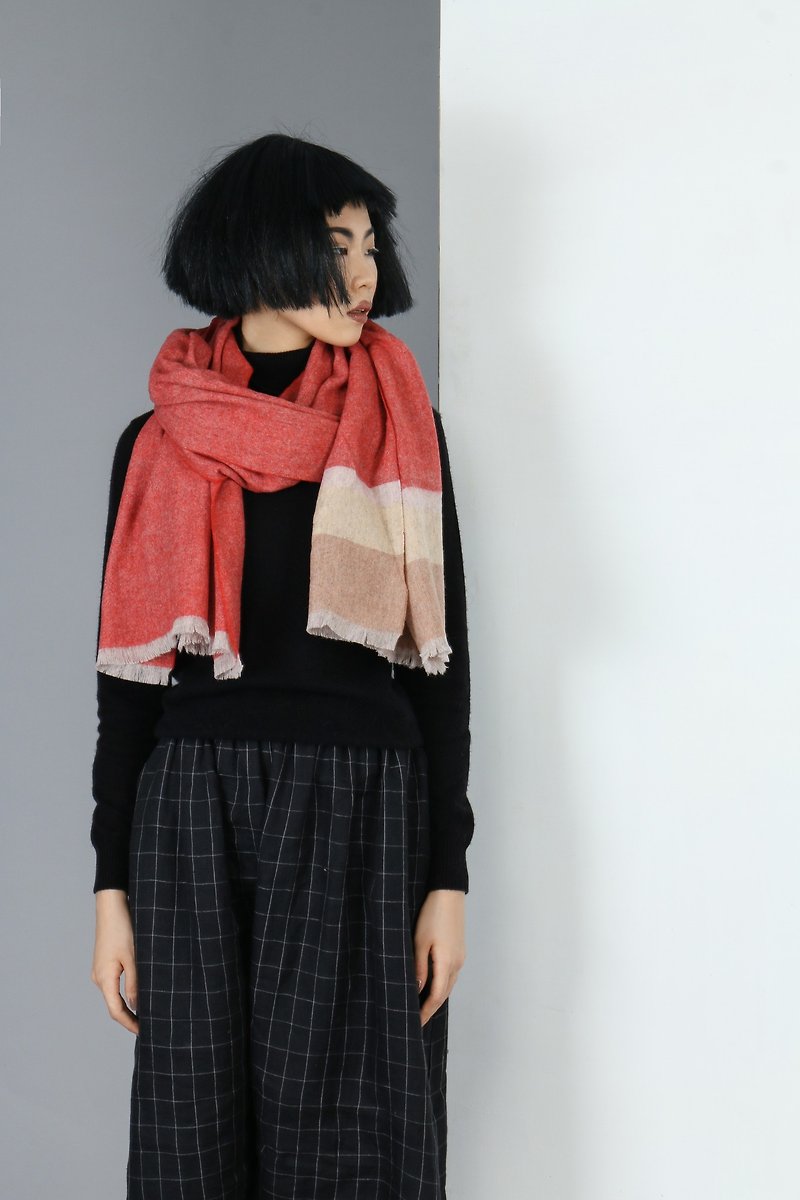 Pure wool  scarf shawl - ผ้าพันคอถัก - ขนแกะ สีแดง