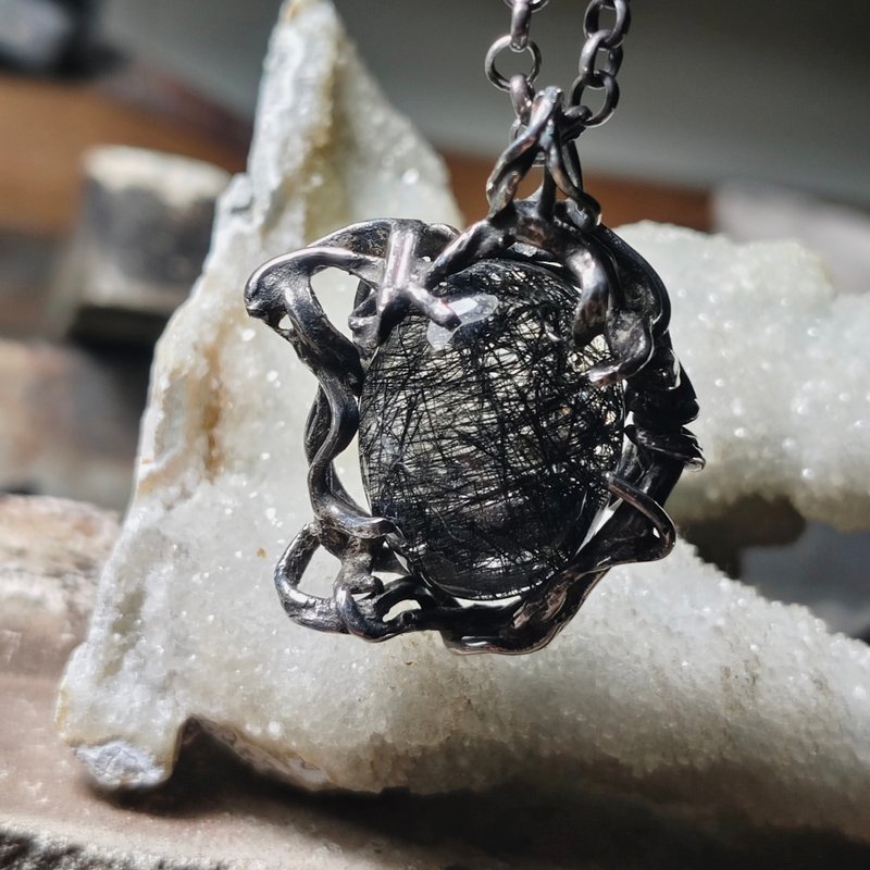Black Rutilated Quartz - Necklaces - Gemstone Black