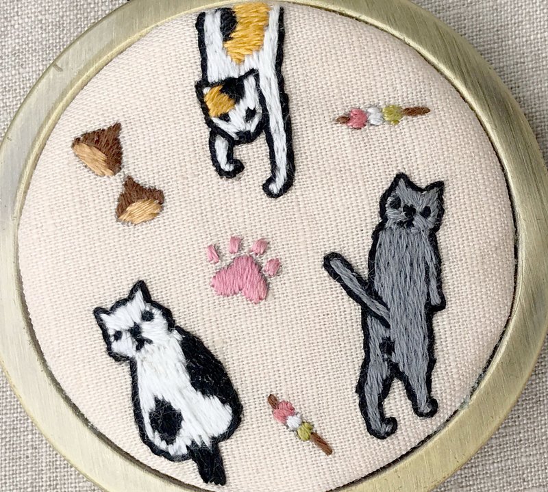 【Off-season sale】Pocket Mirror / Gangster Cats - 彩妝刷具/鏡子/梳子 - 亞麻 卡其色